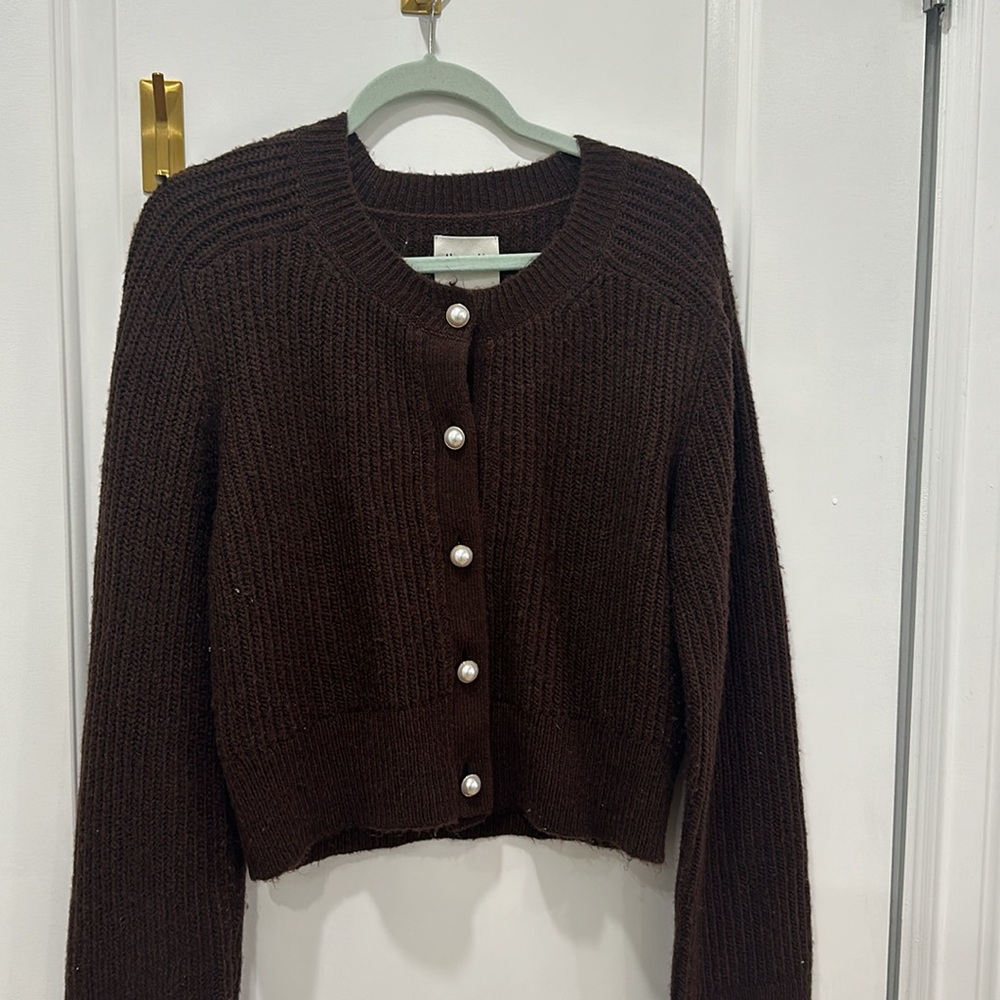 Abercrombie chocolate brown pearl button cardigan